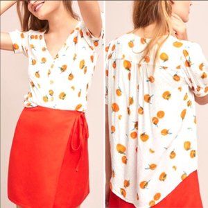 Anthropologie Orange Print ‘Hansley’ Blouse